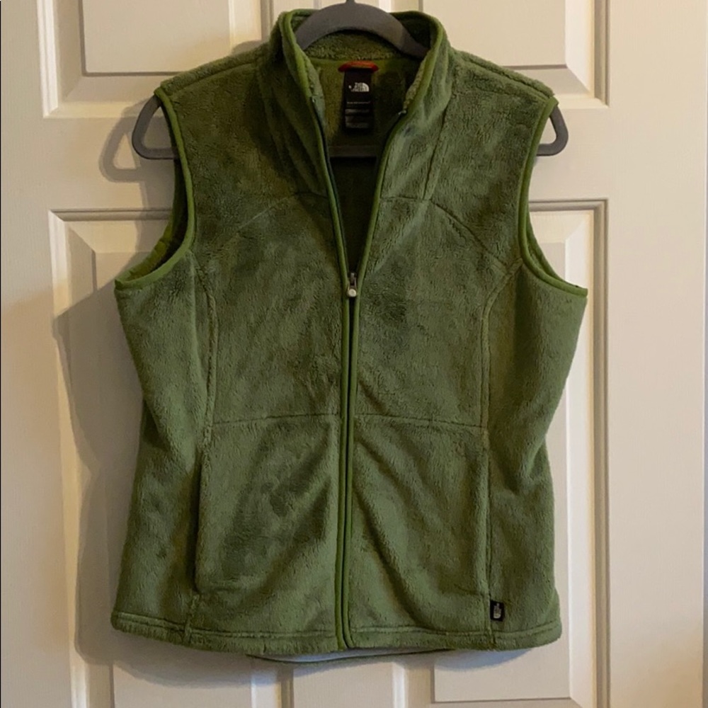The North Face Green fuzzy vest large